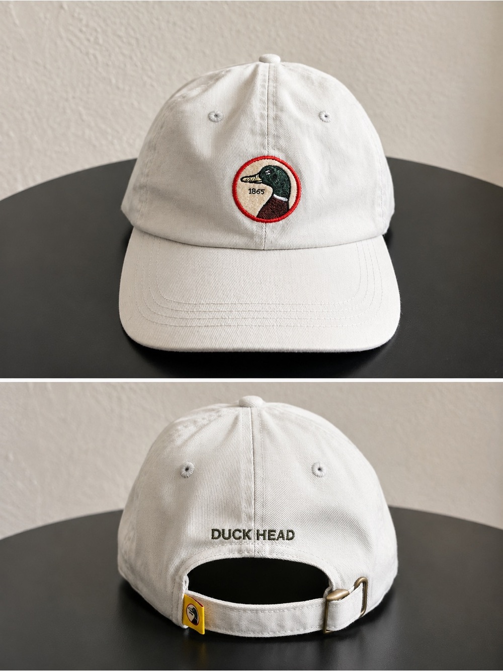 Duck Head White Cap with Embroidered Mallard Patch